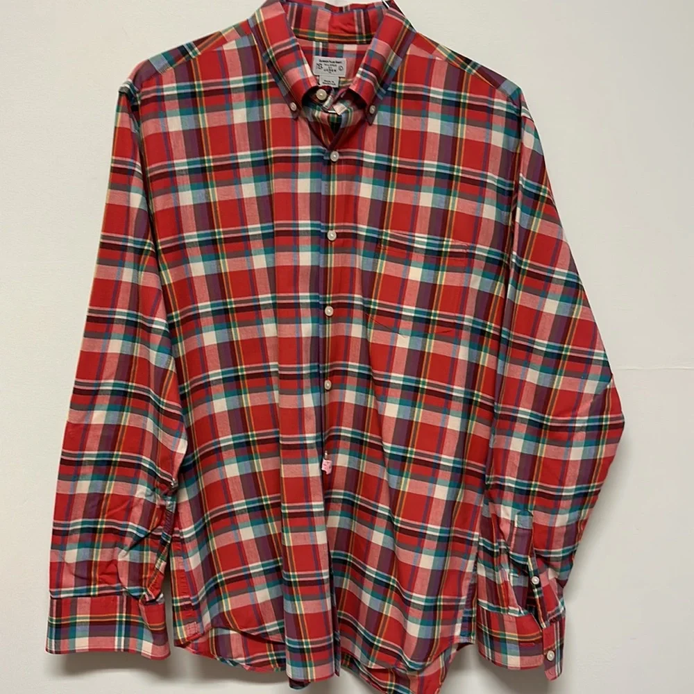 J. Crew Summer Plaid Long Sleeve Button Down Shirt L